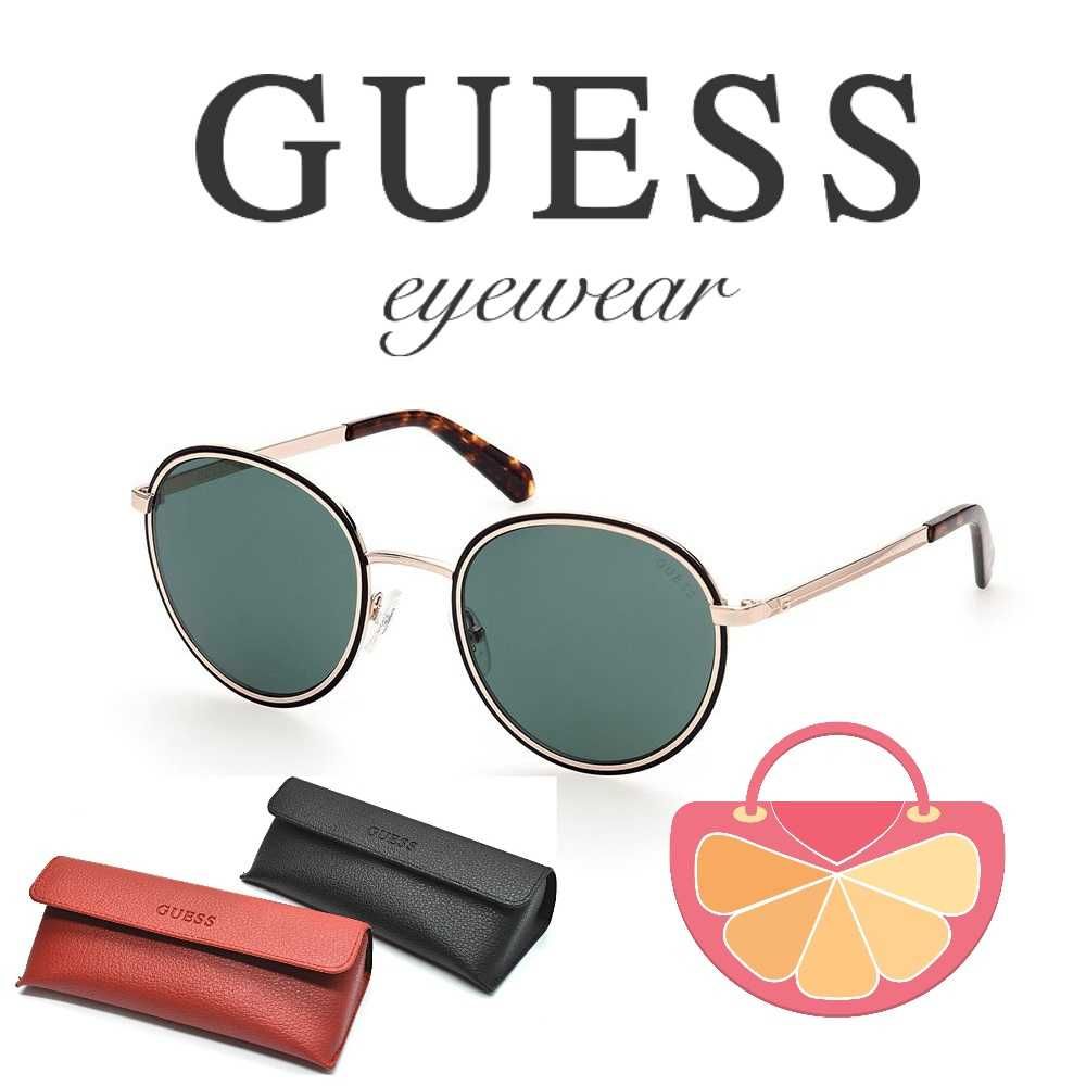 GUESS – Мъжки кръгли метални слънчеви очила "ROUND GOLD" нови с кутия