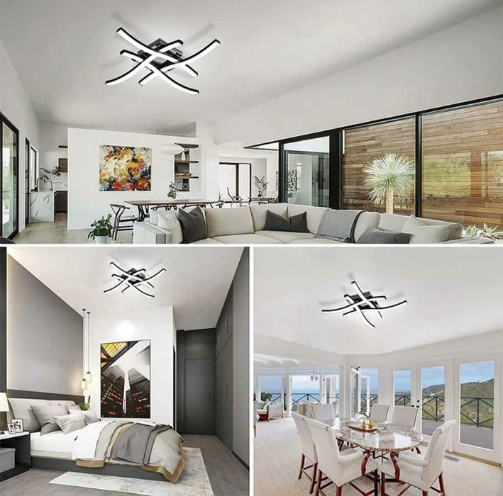 Plafonieră modernă LED 28 W lungime de 46 cm Negru/Argintiu