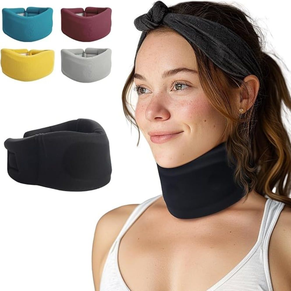 Guler Cervical Moale de Sustinere pentru Dormit, Reglabil Albastru