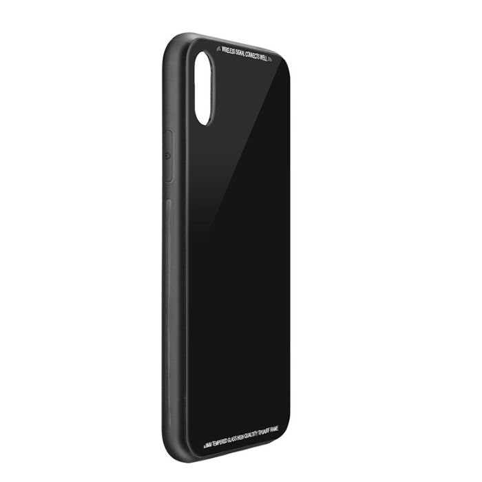 Husa Apple iPhone X,Elegance Luxury, husa cu sticla pe spate, neagra