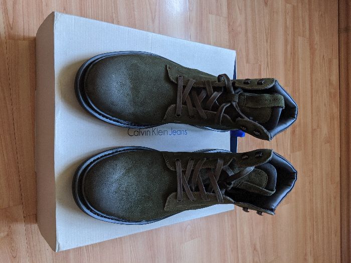 Ghete Calvin Klein Kole Verde Military 44 Piele Intoarsa Oleita