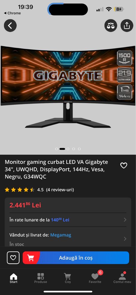 Monitor Gaming Ultrawide 144hz Gigabyte 34”