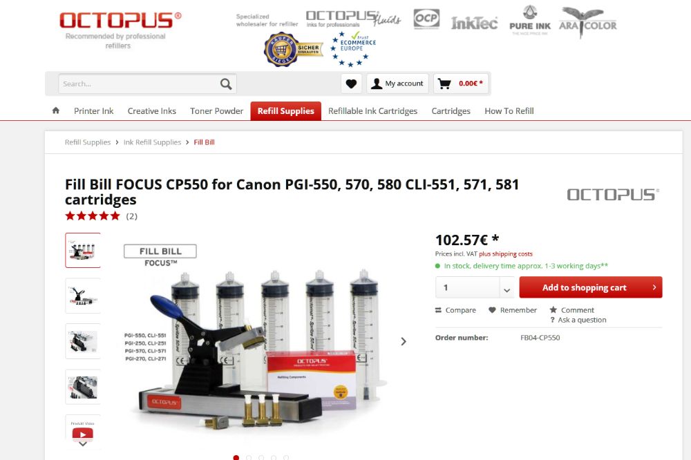 Set Fill Bill FOCUS CP550 incarcare cartuse imprimanta  Canon