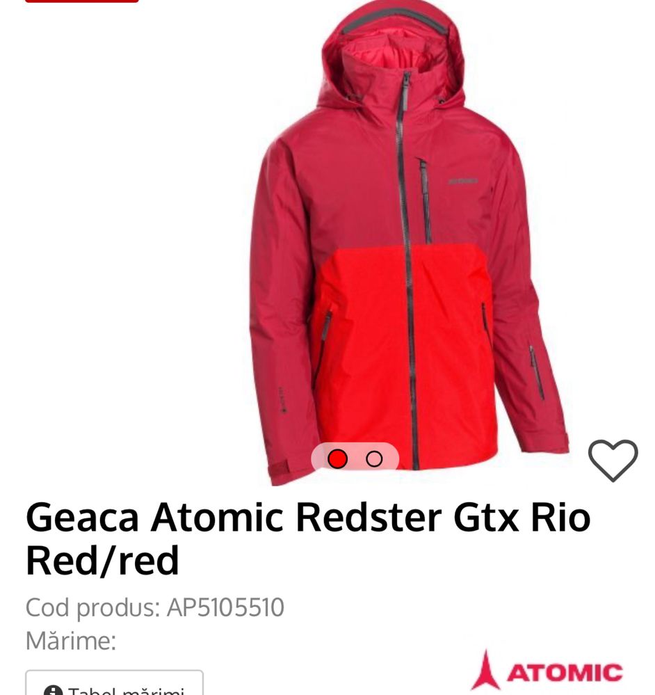 Geaca Atomic Redster Gtx Rio Red/red XL