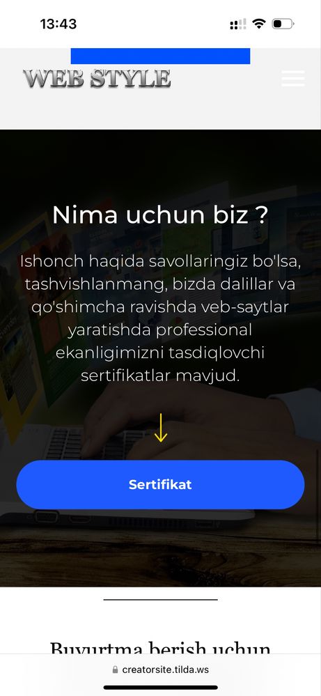 Sayt yaratish xizmati 24/7