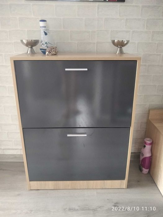 Шкафове за обувки, 2 броя, сив гланц