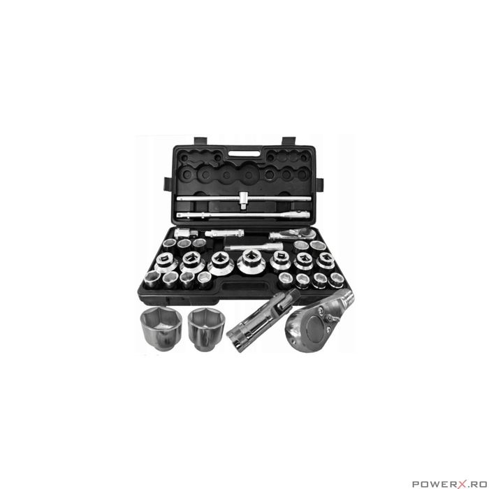 Trusa chei tubulare mari 26 piese 3/4 " 21- 50 mm, 1" 55-60-65 mm