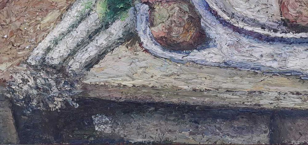 Tablou vechi - natura statica cu ceapa - semnat Schweitzer Cumpana