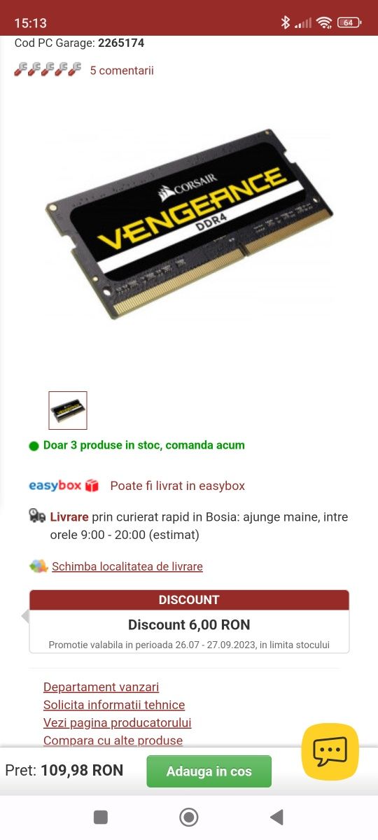 RAM laptop 8gb 3200