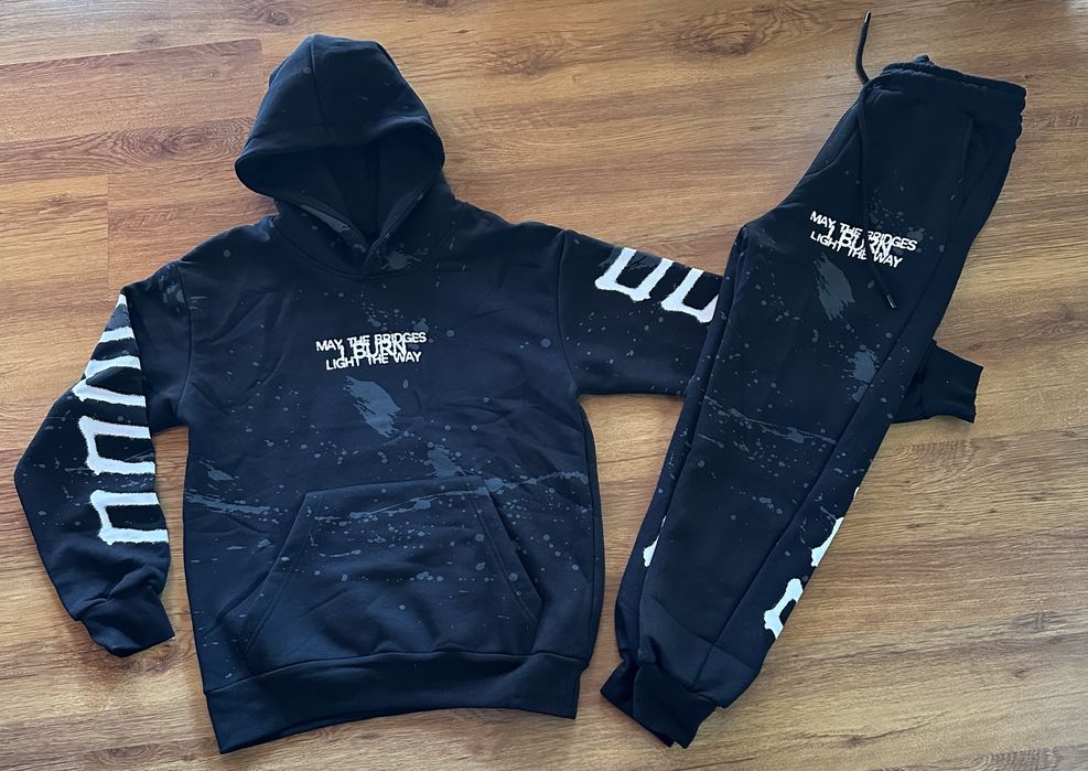 Мъжки,ватиран,черен екип OFF White с голяма щампа на гърба