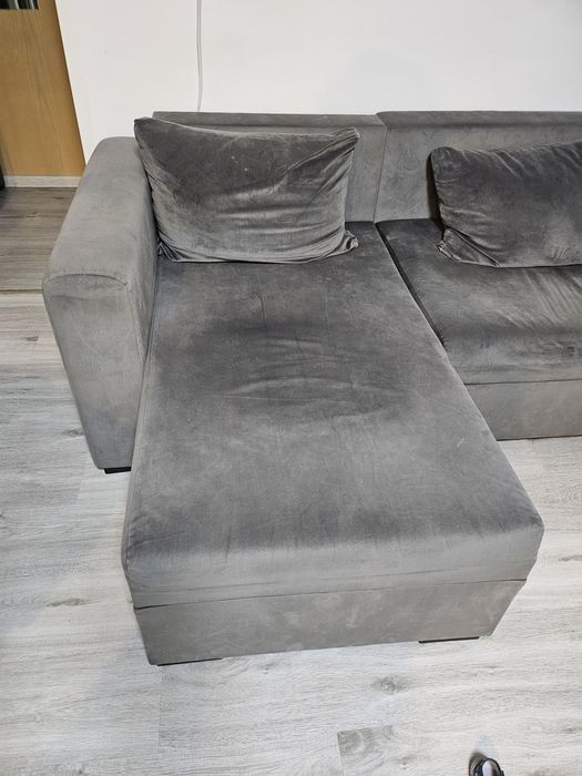 Сив ъглов разтегателен диван