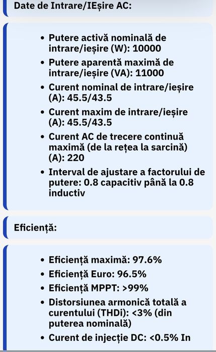 Invertor Deye SUN 10 kw on-grid,220 v