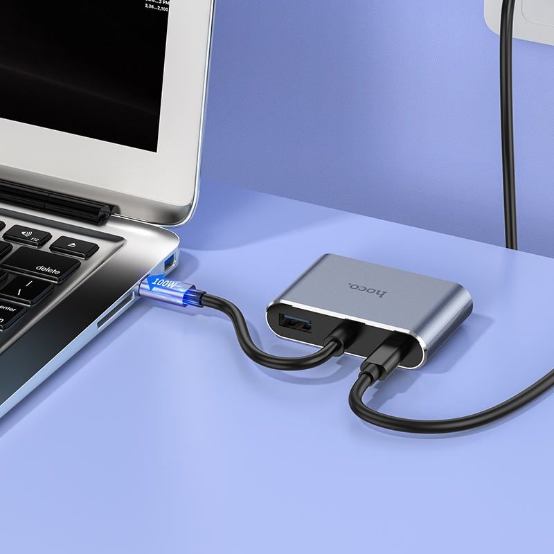 Конвертер “HB30 Eco” Type-C на HDMI + VGA + USB3.0 + PD