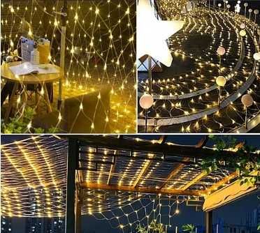 Красива коледна украса за дърво мрежа от лампи