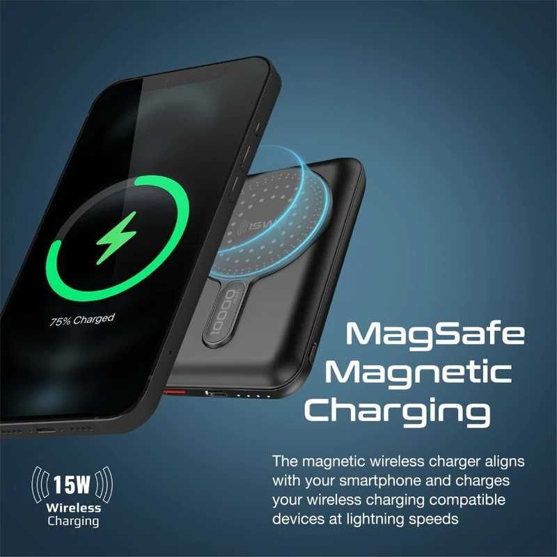 Power Bank magnetic wireless Promate 10000mAh USB tip C 15W(Promoție).