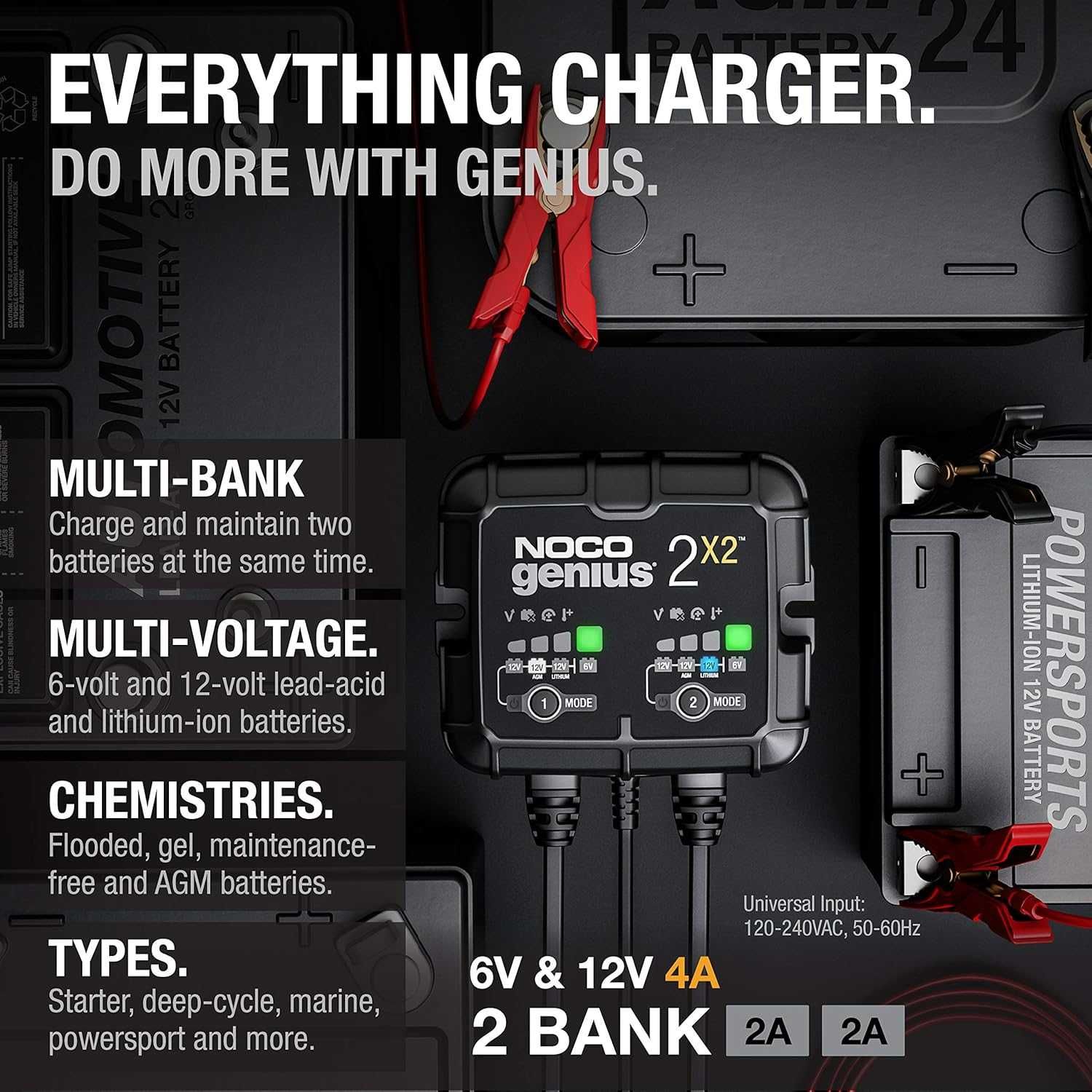NOCO GENIUS2X2 двухсекционное зарядное устройство 6V/12V