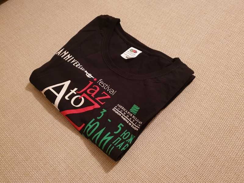 Оригинална черна дамска тениска 5 Anniversary А to JazZ Festival