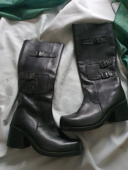 Cizme biker lungi cu catarame