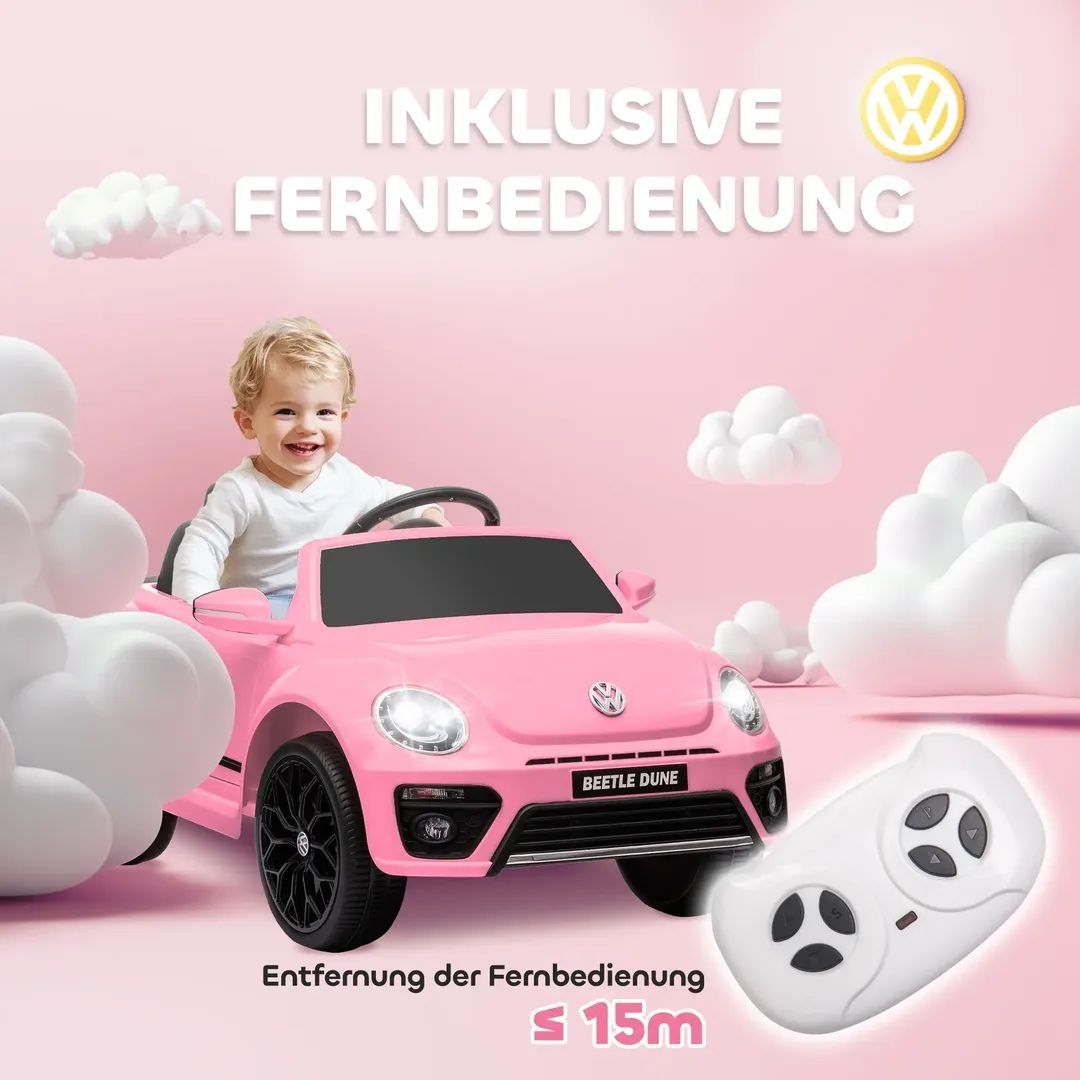 AIYAPLAY Акумулаторна количка, VW Beetle, 3-5 км/ч, с дистанционно упр