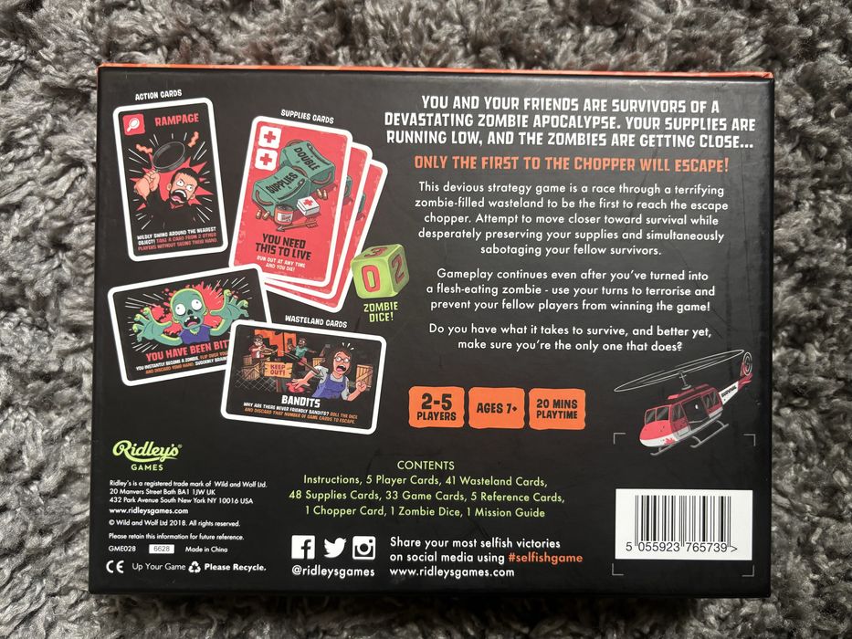 Настолна игра Selfish zombie edition