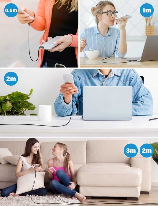 Комплект от 6 Магнитни кабела за зареждане USB-C въртящ се на 360°