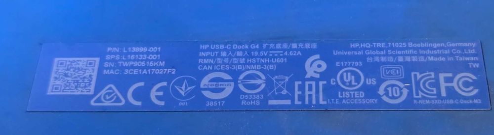Dock Lenovo ThinkPad Thunderbolt 3, HP USB-C Dock G4