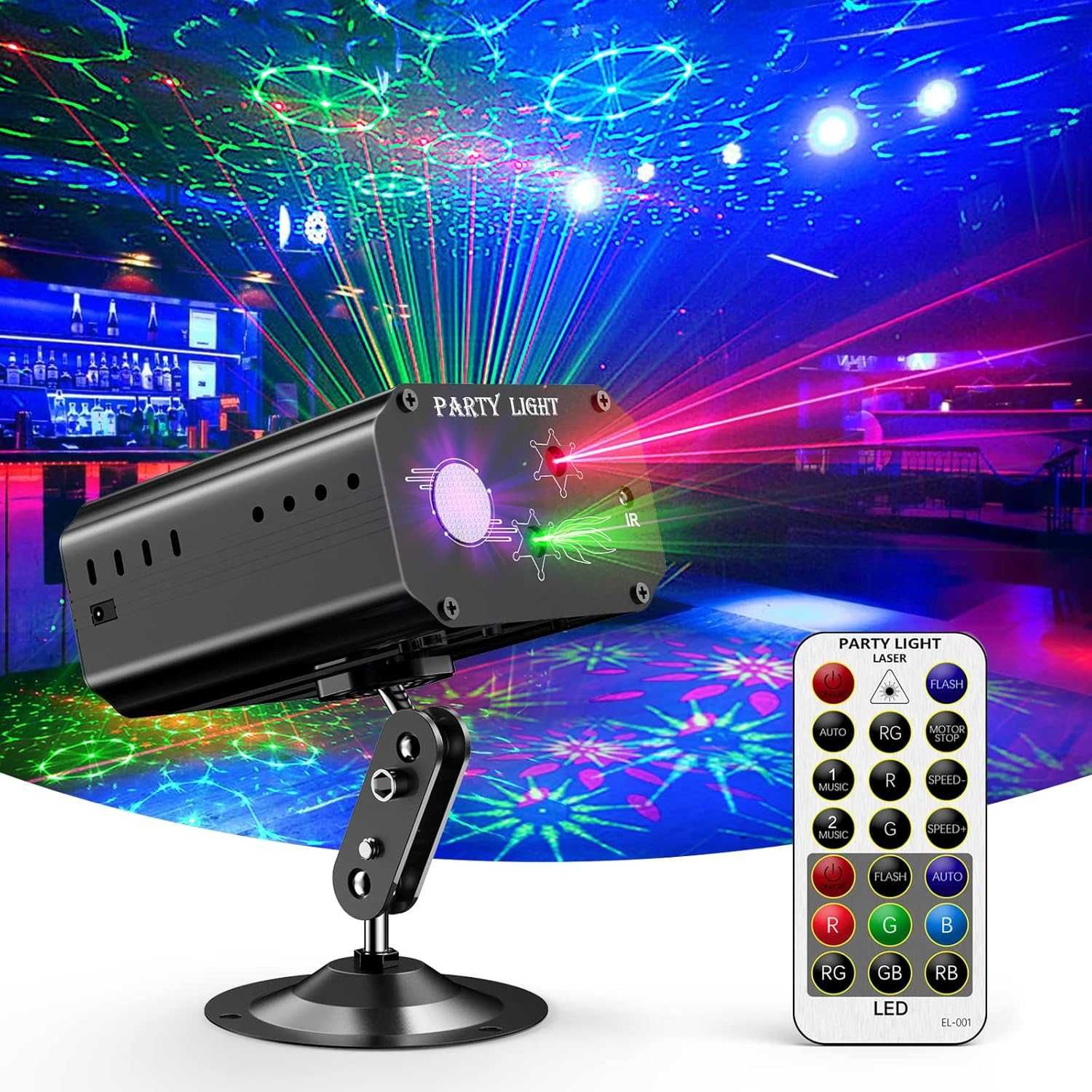 Lumină Mini disco LED Gvoo cu 6 culori și 24 modele, telecomandă