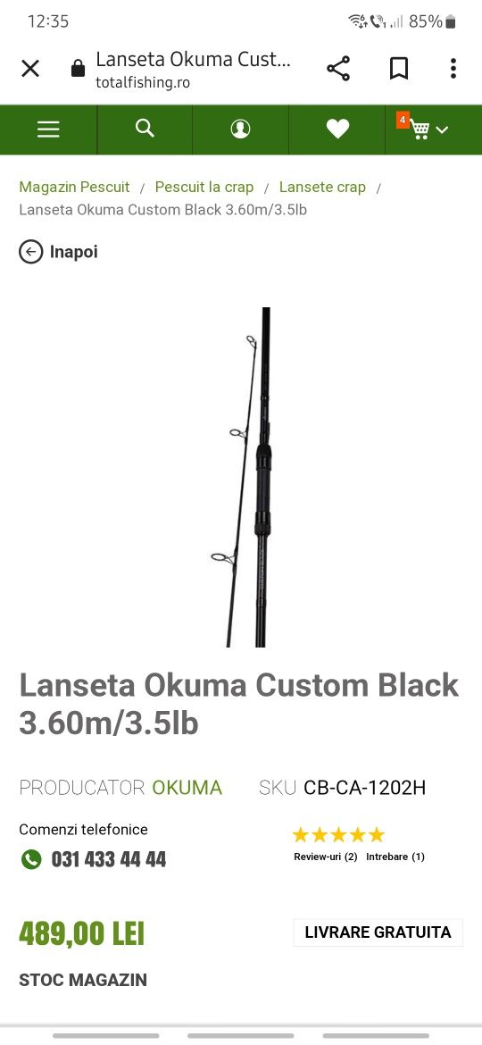 Okuma Custom black 3.60m