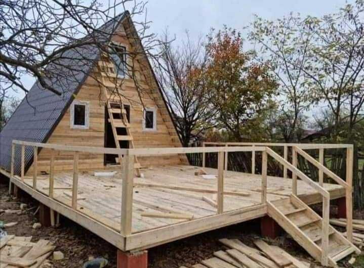 De Vanzare Cabana tip A Frame si casa din structura de lemn la comanda