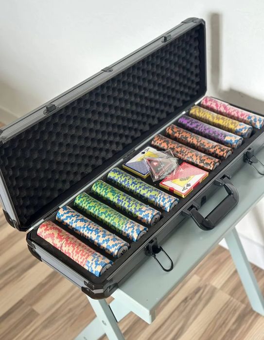 Покерный набор премиум 500 фишек по 14 гр +4 колоды пластик + сукно  и