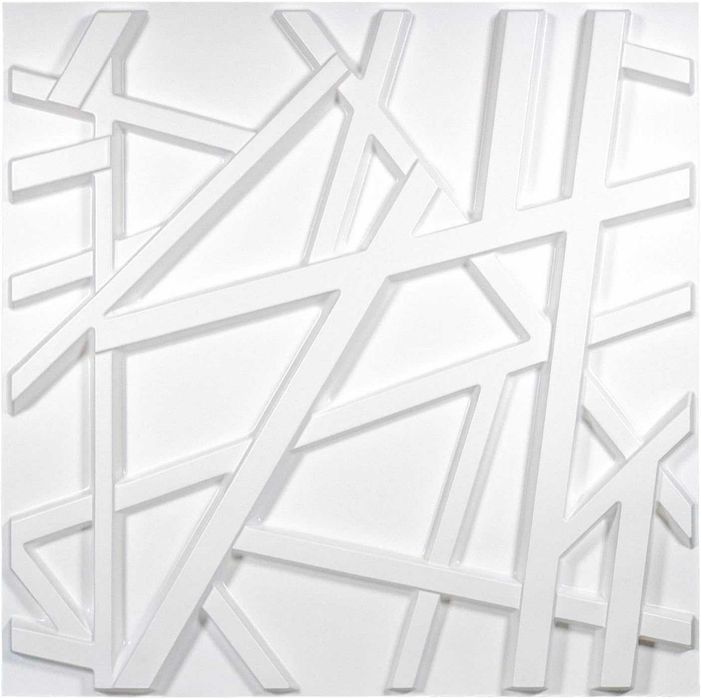 Art3d стенни панели с ивици 50 x 50см (опаковка от 12бр), 3 м², бели