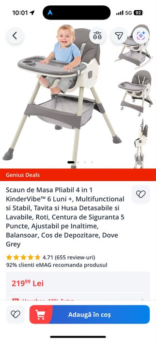 Scaun de Masa Pliabil 4 in 1 KinderVibe™
