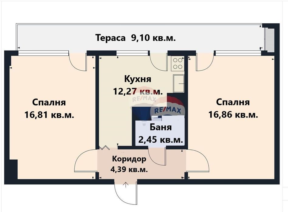 Двустаен апартамент за продажба в Цветен квартал Т4199