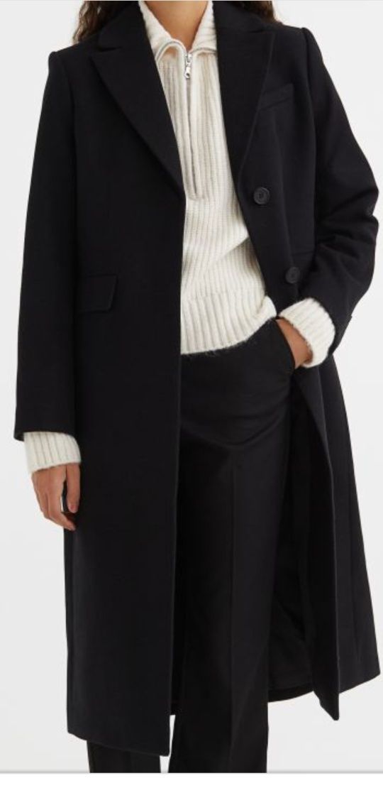 Palton din casmir si lana pura vigina gri inchis lung elegant L