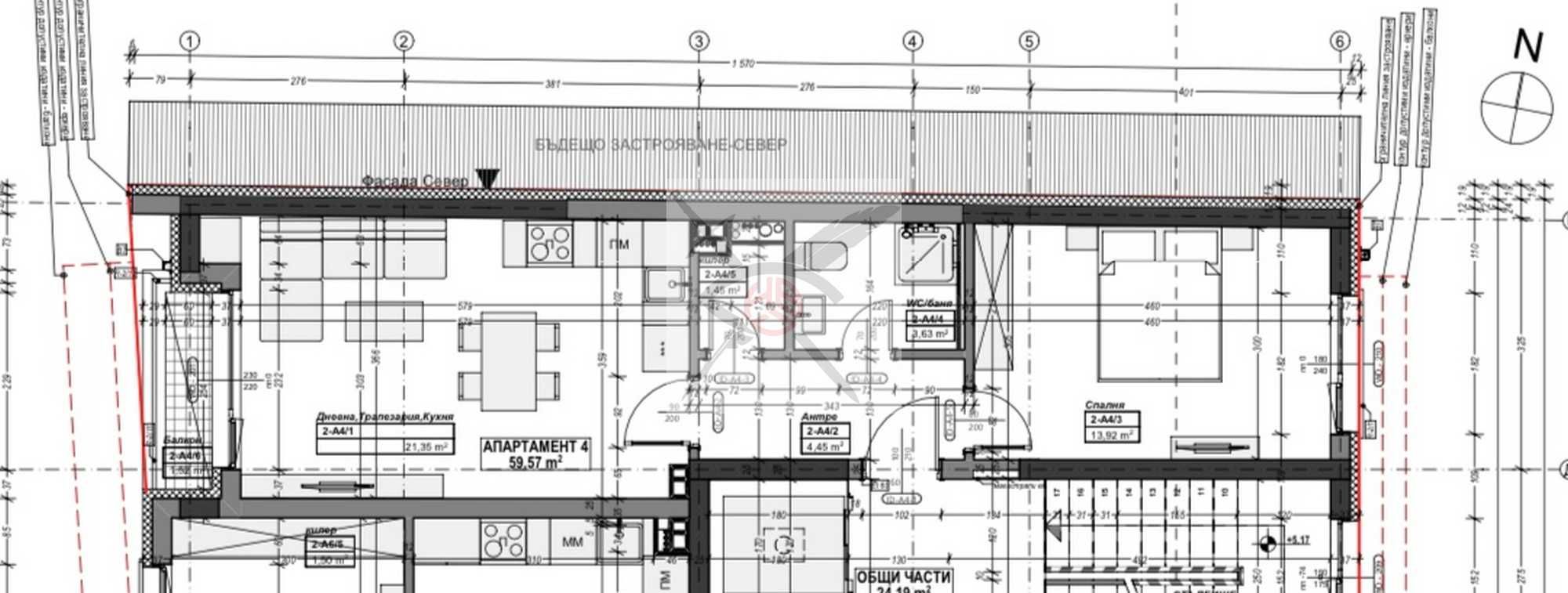 Двустаен апартамент в центъра на гр. София № 56226
