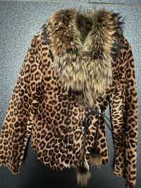 Дамско тигрово палто с естествена яка