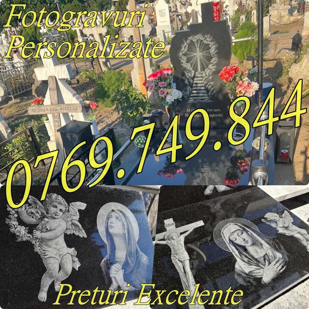 Foto Gravura Monumente Funerare Cruci Granit Negru Marmura Neagra