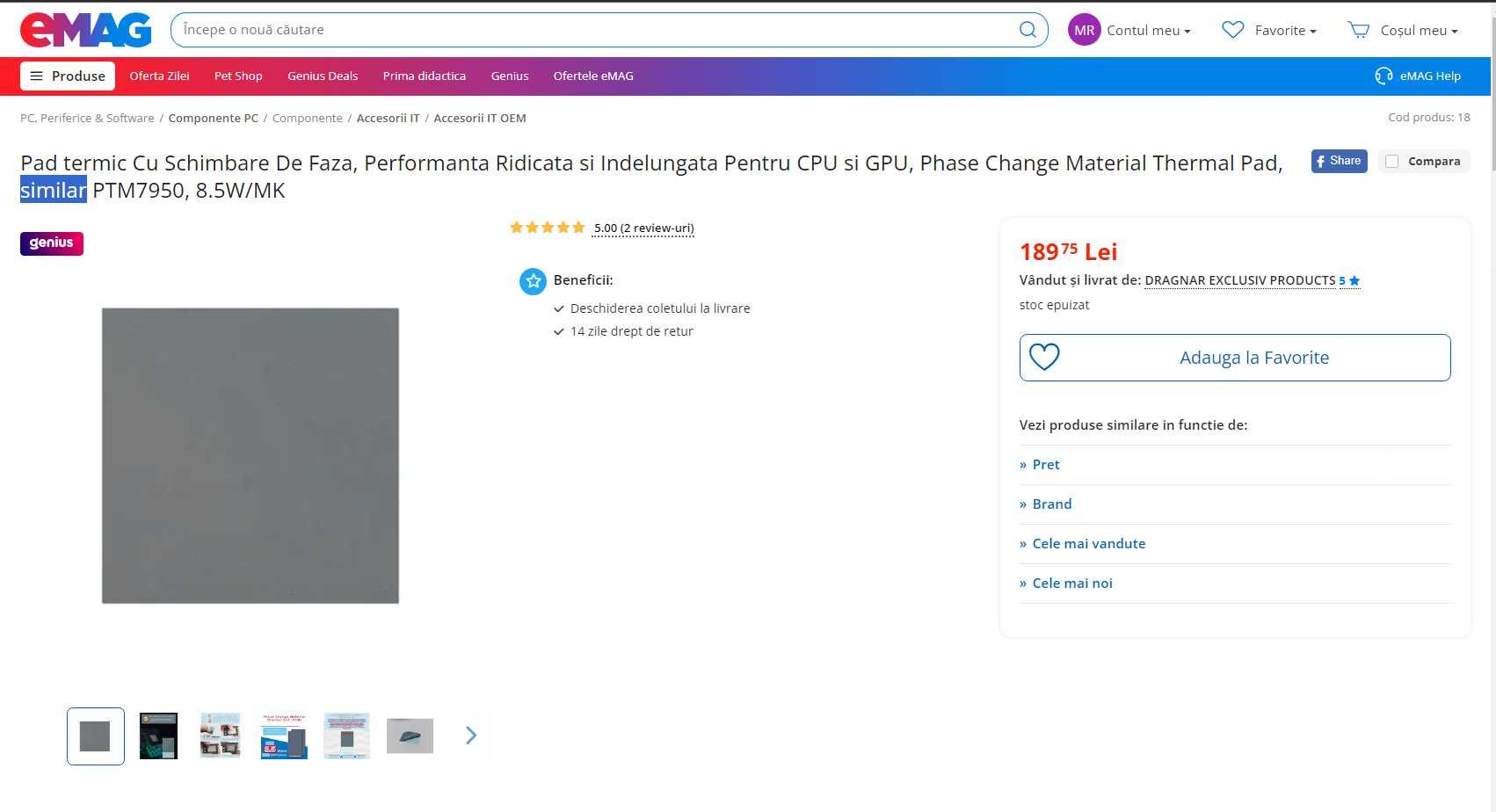 pad termic PTM7950 Honeywell 100% Original