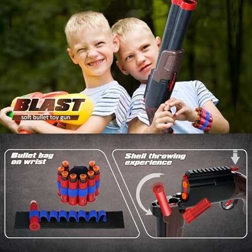 Нова Играчка бластер с изхвърлящи се гилзи – 80 меки куршума за деца