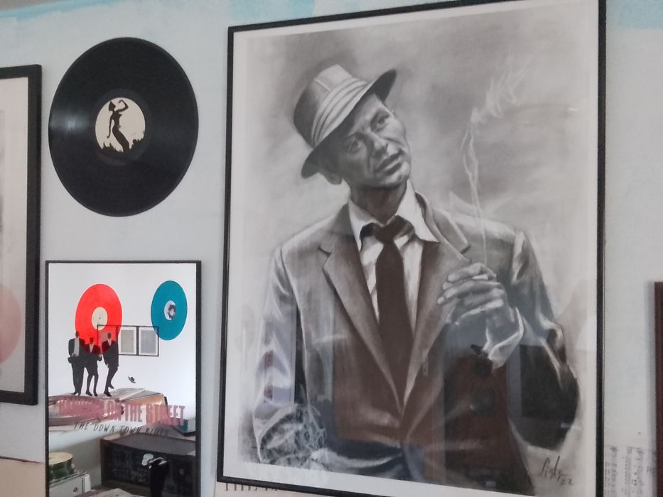 Muzica/Frank Sinatra. Tablou Schiță in creion Frank Sinatra