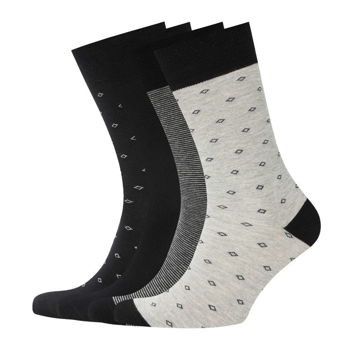 Памучни мъжки чорапи с десен, 4 броя, безшевни и с мек ластик