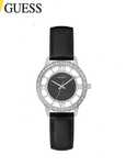Ceas Guess Ladies, Argintiu, Cadran Perle si Strasuri, Curea Piele.Nou