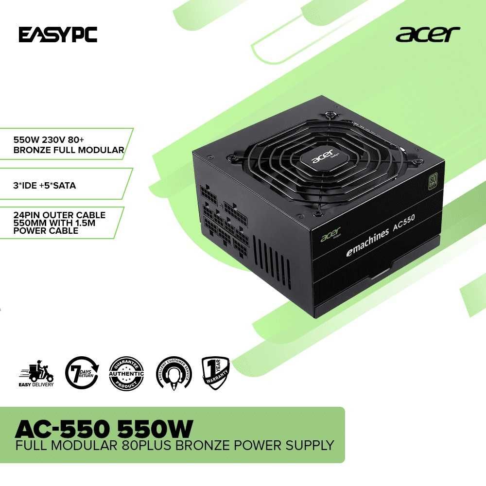 ; Блок питания Acer AC-550 550W 80plus Bronze Full Modular