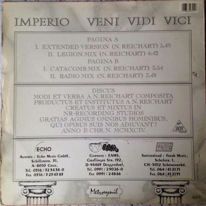 Imperio – Veni Vidi Vici. - 12" Single