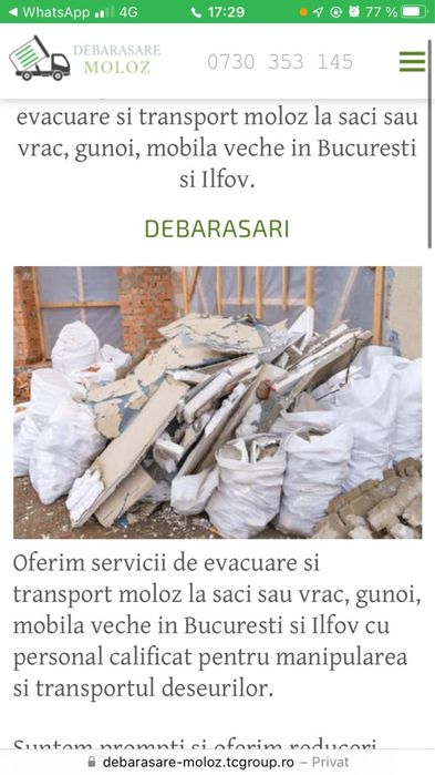 Ridicari Moloz Debarasari Utilaje Basculanta bob cat buldo transport