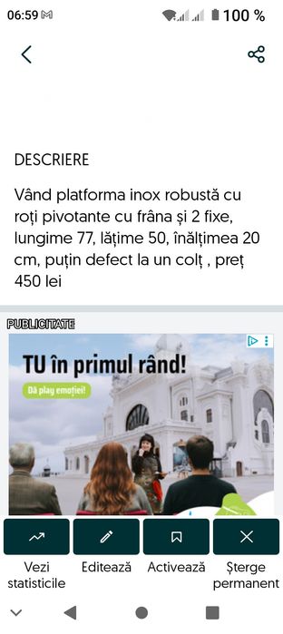 Vând platforma inox