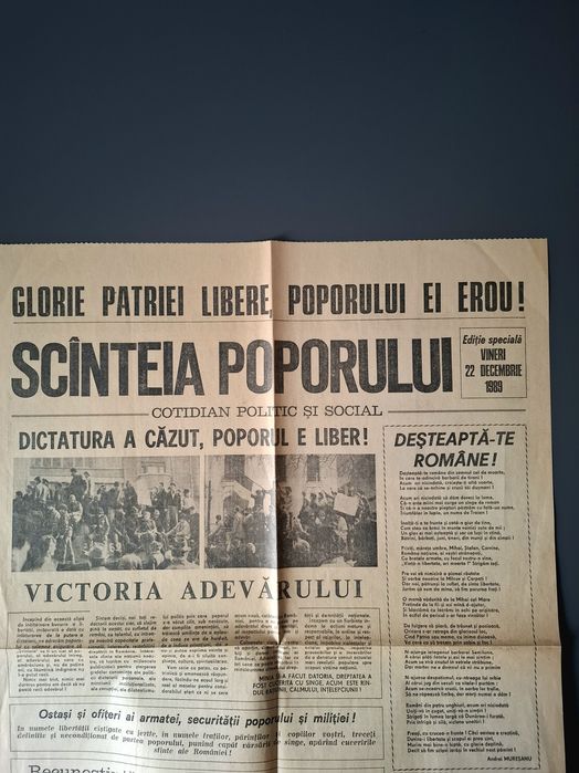 Scanteia Poporului 22 decembrie 1989 Revolutie