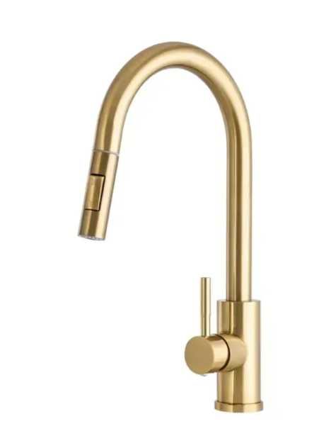 Brush gold смесител за кухня с издърпваща се глава - Модел 9600 златно