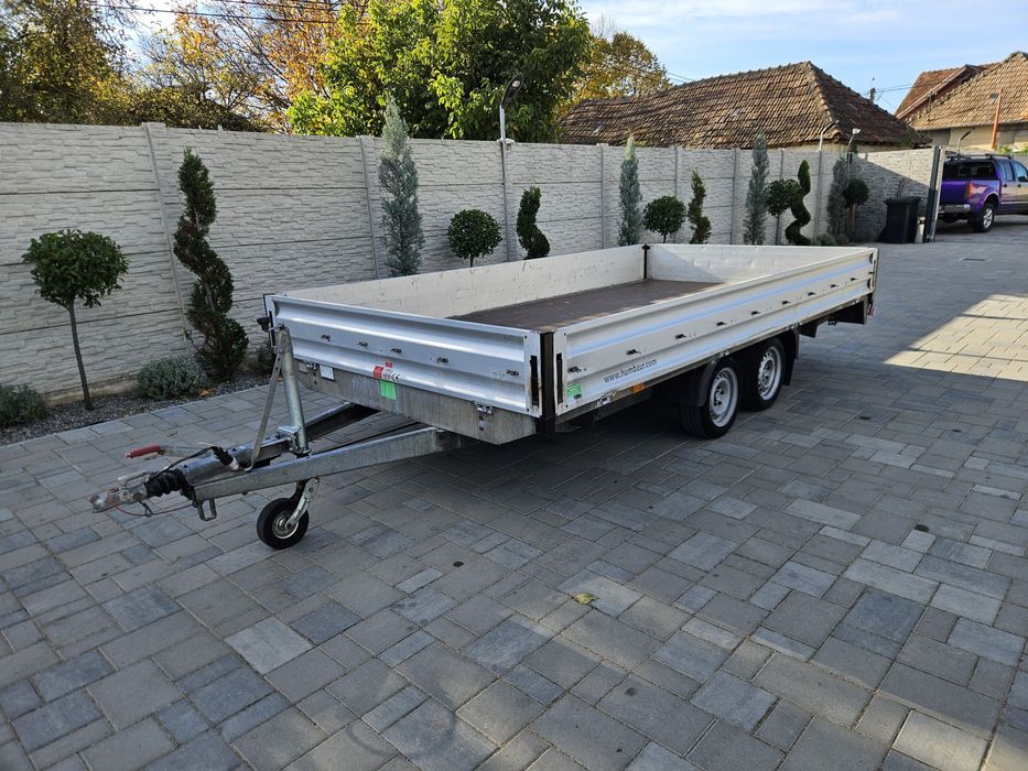 Trailer  drept cu podul plin pentru excavator bob cat stivuitorhumbaur