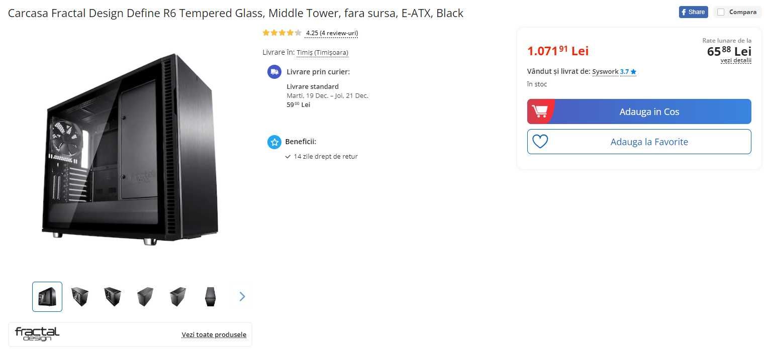 Carcasa Fractal Design Define R6 Tempered Glass